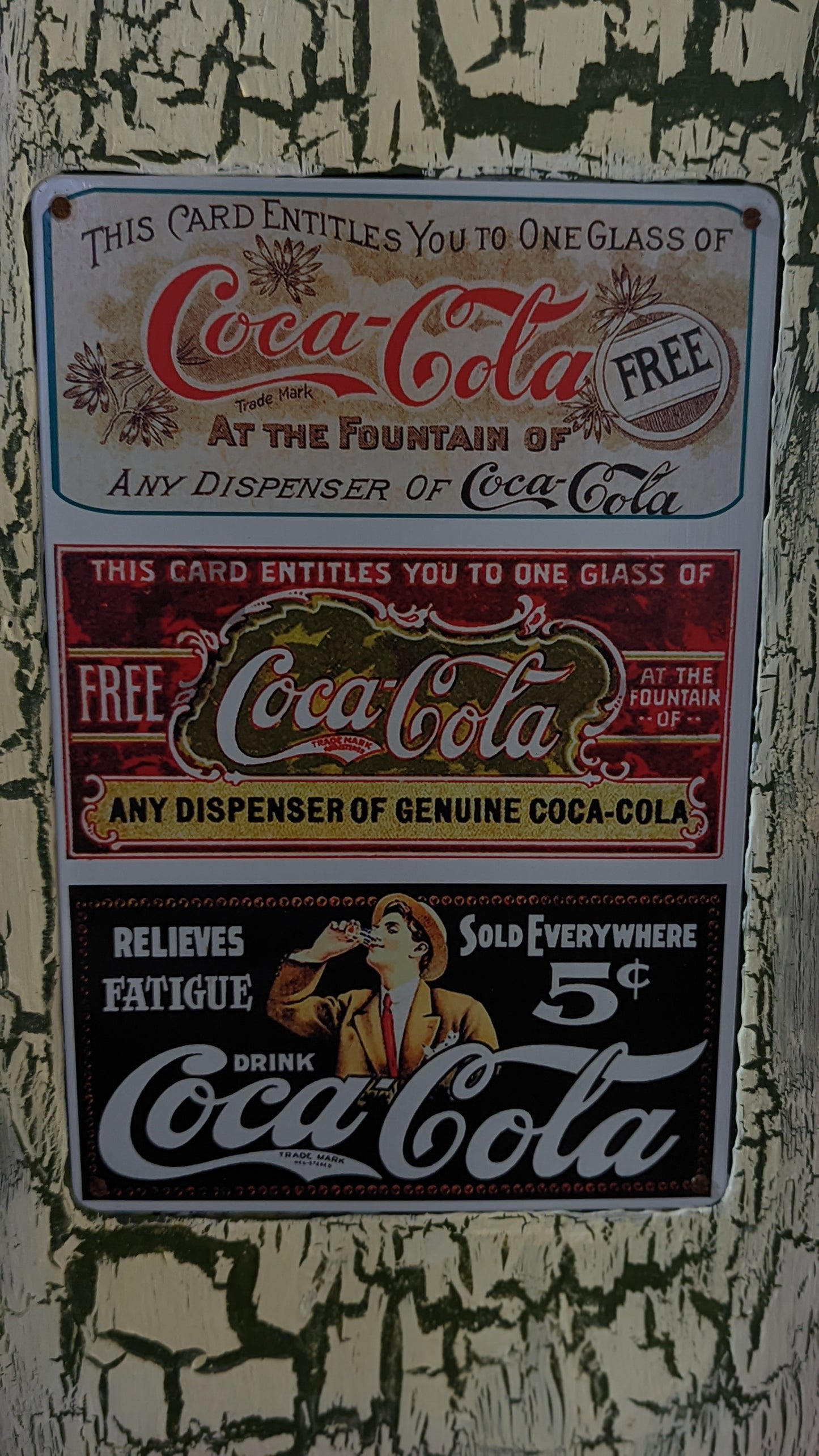 Rustic Vintage Sign Art Piece on Custom Distressed Wood Vintage Coca Cola Sign One of a kind Handmade Art Piece